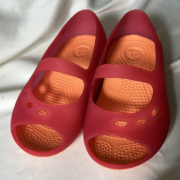 Crocs Melon Orange Mary Janes Open Toe Slip-On Shoe Toddler Girls Size 9 C - Picture 6 of 12